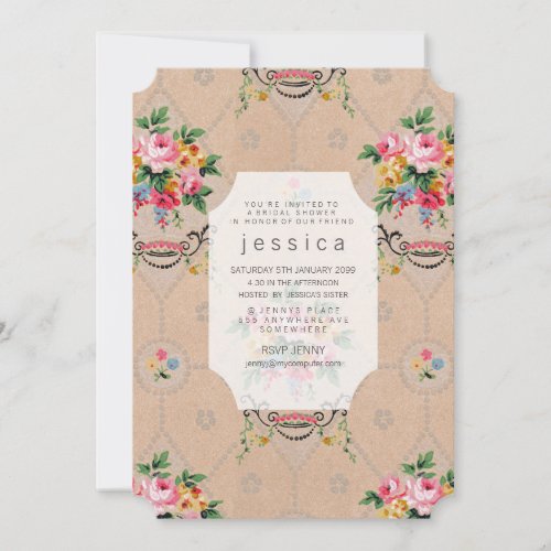 Vintage Wallpaper French Floral Pattern Invite