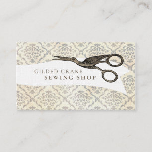 Vintage Wallpaper Gilded Bird Scissors Business Card