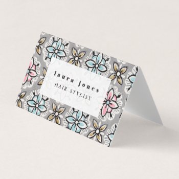 Vintage Wallpaper Hair Stylist Template Folded Business Card by Pip_Gerard at Zazzle