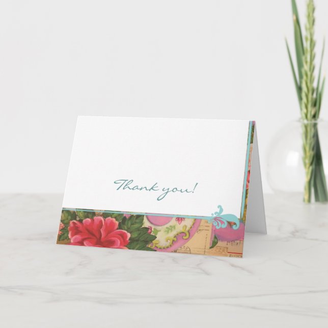 Vintage Wallpaper Letterpress Thank You Card (Front)