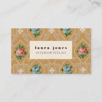 Vintage Wallpaper Pattern Hair Stylist Template Business Card