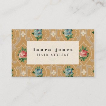 Vintage Wallpaper Pattern Hair Stylist Template Business Card by Pip_Gerard at Zazzle