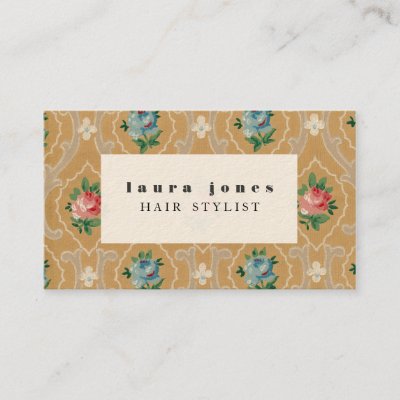 Vintage Flower Wallpaper Rustic Business Card Zazzle Com