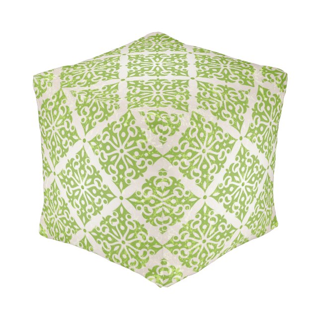 Vintage wallpaper pouf (Angled Front)