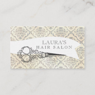 Vintage Wallpaper Scissors Hair Salon Business Business Card