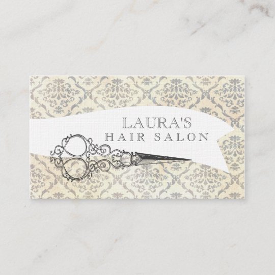 Vintage Wallpaper Scissors Hair Salon Business Business Card Zazzle Com