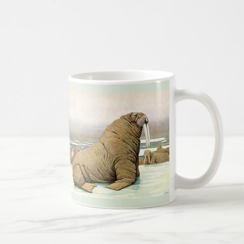 Vintage Walrus on Iceberg in Arctic Wild Animals Coffee Mug