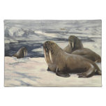 Vintage Walruses in the Arctic Snow by CE Swan Cloth Placemat