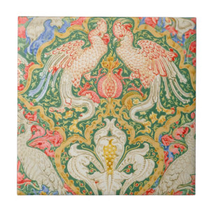 Vintage Walter Crane Cockatoo and Peacock Art Ceramic Tile