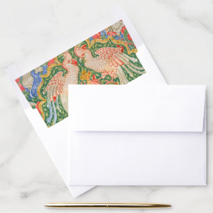 Vintage Walter Crane Cockatoo and Peacock Art Envelope Liner
