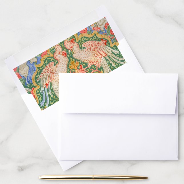 Vintage Walter Crane Cockatoo and Peacock Art Envelope Liner (Desk)