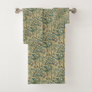 Vintage Walter Crane Macaw and Citrus Fruit Art Bath Towel Set