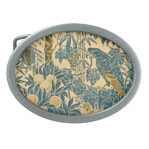 Vintage Walter Crane Macaw and Citrus Fruit Art Belt Buckle