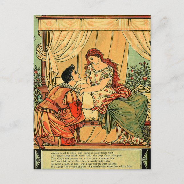 Vintage Walter Crane Sleeping Beauty  Fairy Tale Postcard (Front)