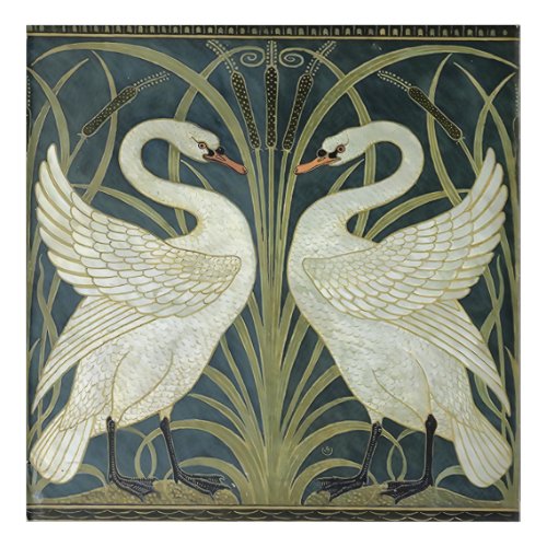  Vintage Walter Crane Swan Rush and Iris   Acrylic Print