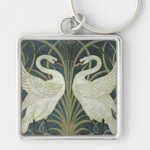 Vintage Walter Crane Swan Rush and Iris Keychain