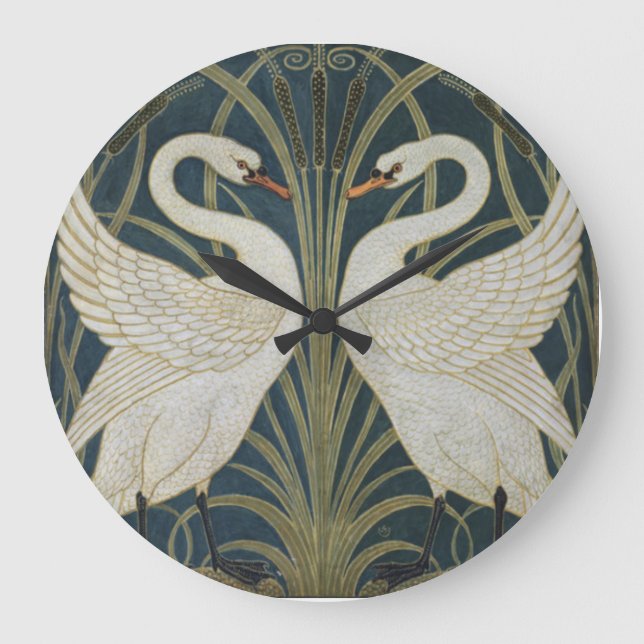 Vintage Walter Crane Swans Wall Clock (Front)