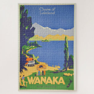 Vintage Wanaka New Zealand Lakeland Travel Jigsaw Puzzle