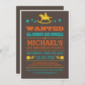 Vintage Wanted Western Cowboy Birthday Invitation (Front/Back)
