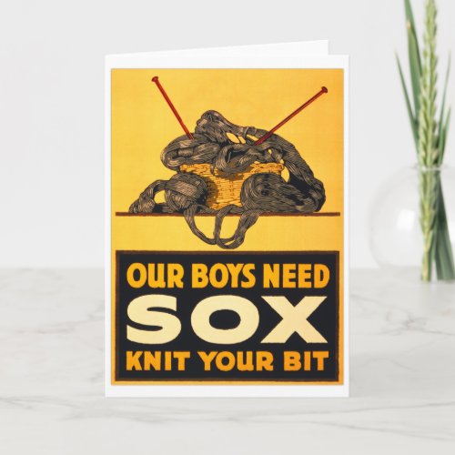 Vintage War Our Boys Need Sox Knit Your Bit Card