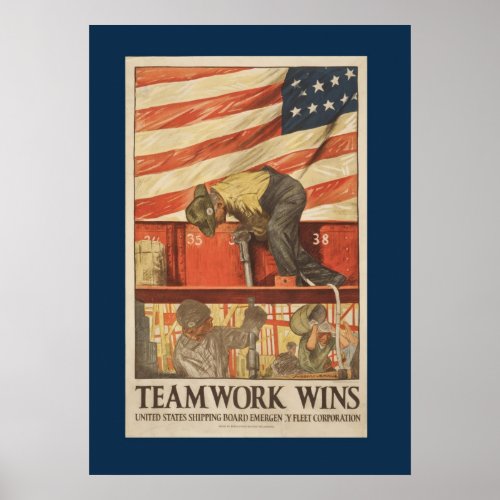 Vintage War Teamwork Poster