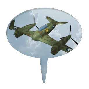 Vintage Warbird Flight Military Aviation Art Cake Topper