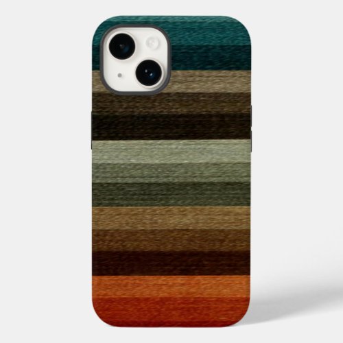 Vintage Warm Autumn Striped Pattern Earth Tones Case_Mate iPhone 14 Case