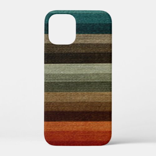 Vintage Warm Autumn Striped Pattern Earth Tones iPhone 12 Mini Case