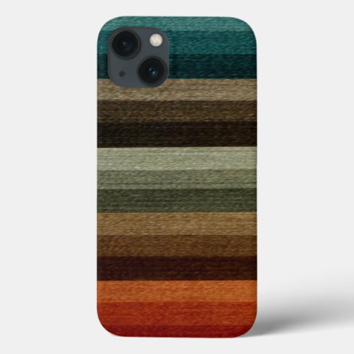 Vintage Warm Autumn Striped Pattern Earth Tones iPhone 13 Case