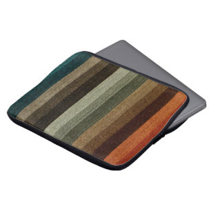 Vintage Warm Autumn Striped Pattern, Earth Tones Laptop Sleeve