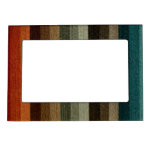 Vintage Warm Autumn Striped Pattern, Earth Tones Magnetic Frame at Zazzle