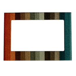 Vintage Warm Autumn Striped Pattern, Earth Tones Magnetic Frame