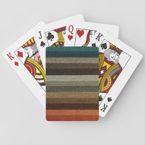 Vintage Warm Autumn Striped Pattern Earth Tones Poker Cards