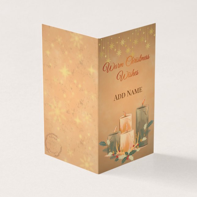 Vintage Warm Christmas Candle Greeting Card (Outside)