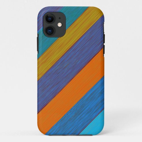 Vintage warm colors diagonal stripes iPhone 11 case