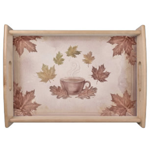 Vintage Warm Fall Tea Coffee Serving Tray