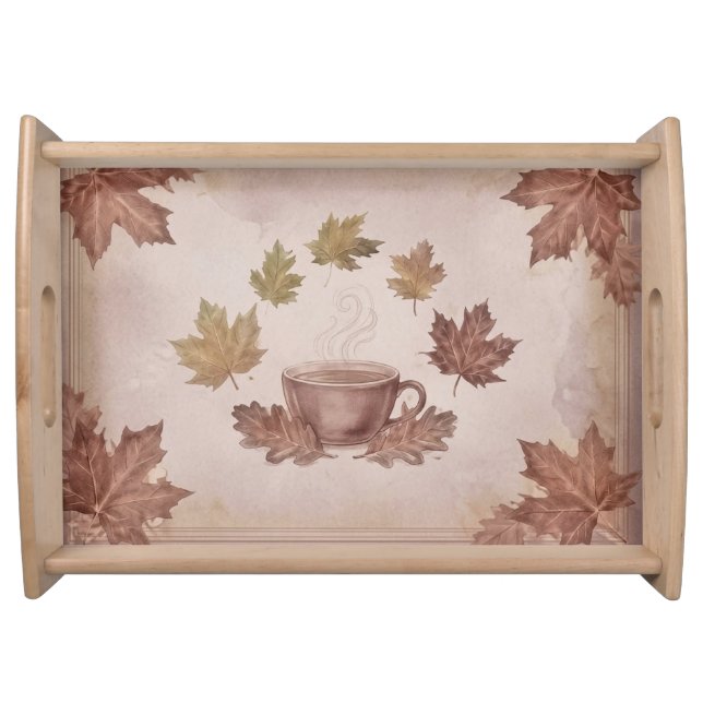 Vintage Warm Fall Tea Coffee Serving Tray (Front)