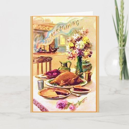 Vintage _ Warm Thanksgiving Wishes Holiday Card