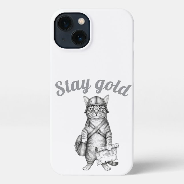 Vintage Warrior Cat Stay Gold Aesthetic Case (Back)