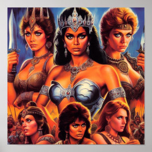 Vintage Warrior Queens Poster