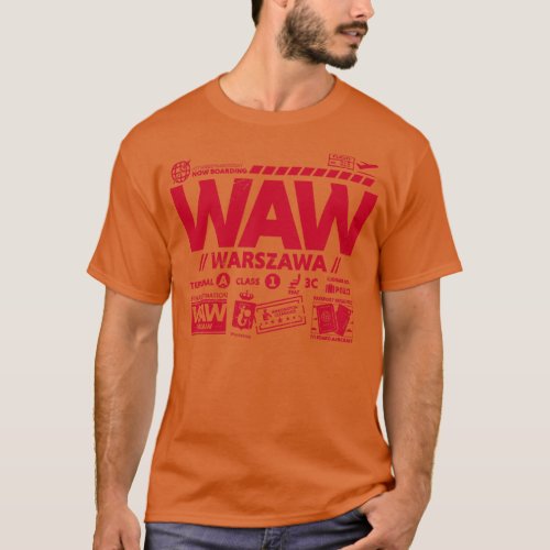 Vintage Warsaw WAW Airport Code Travel Day Retro T T_Shirt