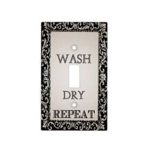 Vintage Wash Dry Repeat Laundry Room Light Switch Cover