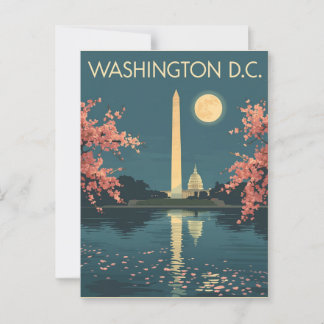Vintage Washington D.C. Cherry Blossoms Travel Postcard