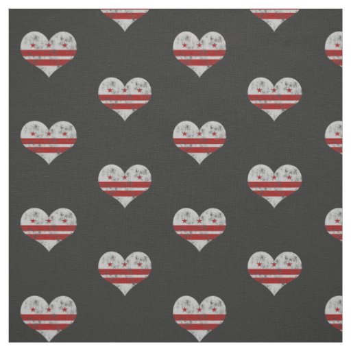 Vintage Washington D.C. Flag Hearts Fabric