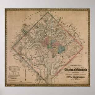 Vintage Washington DC Civil War Defenses Map (1864 Poster