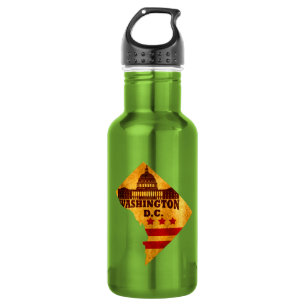 Vintage Washington DC Flag Map Stainless Steel Water Bottle