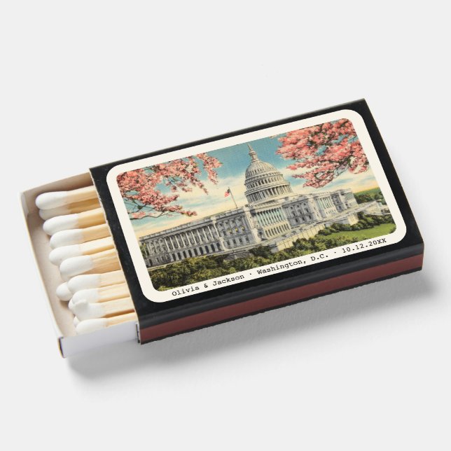 Vintage Washington DC Postcard Custom Matchboxes (Front Open)