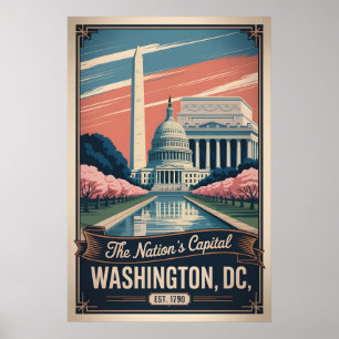 Vintage Washington DC The Nation’s Capital Retro  Poster