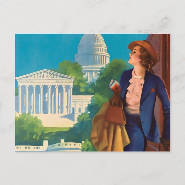 Vintage Washington DC Travel Illustration Postcard (Front)
