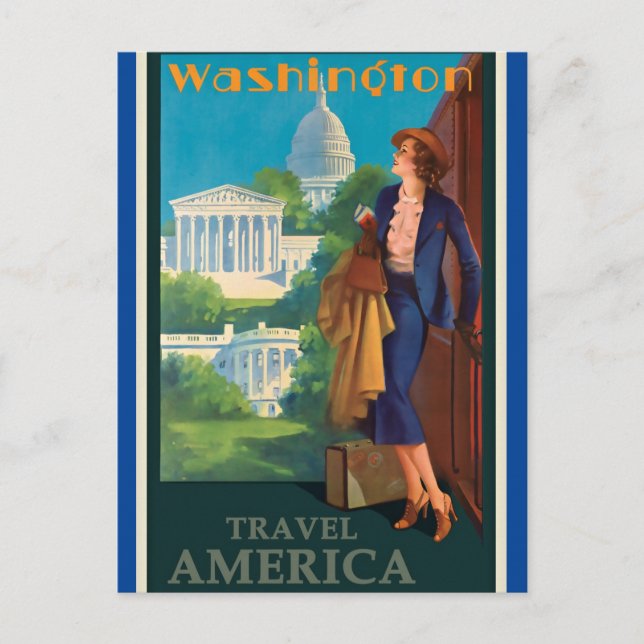 Vintage Washington DC Travel Illustration Postcard (Front)